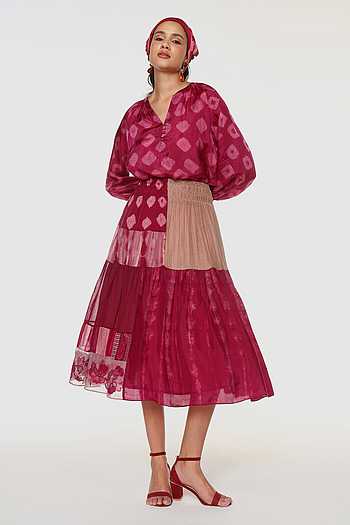 Cora Stella Shibori Shirt & Panel Skirt Set