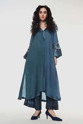 Seria Pintuck Textured Pattern Tunic & Pant Set