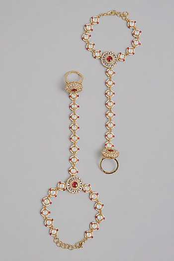 Kundan Polki Studded Hathphools - Set of 2