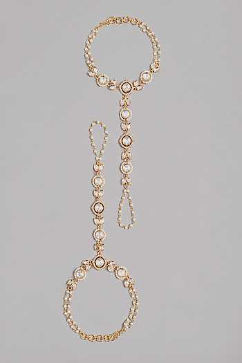 Kundan Polki Studded Pair of Hathphools