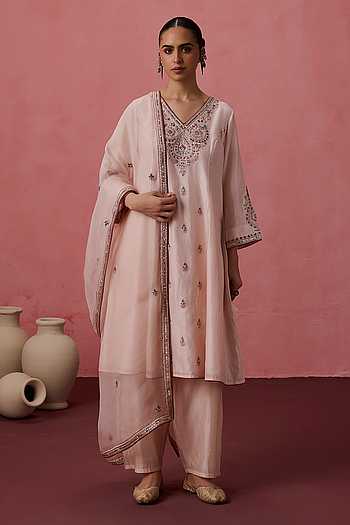 Neckline Embroidered Kurta Set