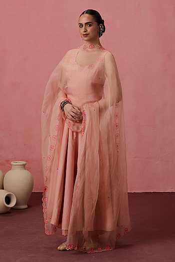 Placement Embroidered Anarkali Set