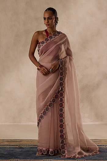 Cutwork Embroidered Saree With Unstitched Blouse Piece