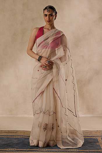 Embroidered Saree With Unstitched Blouse Piece