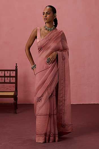 Embroidered Saree With Unstitched Blouse Piece