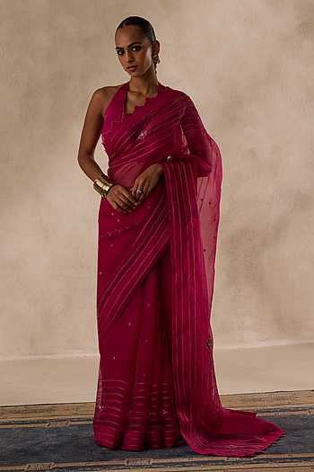Embroidered Saree With Unstitched Blouse Piece