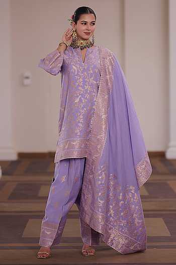 Anjeer Pak Parsi Gara Weave Kurta Set