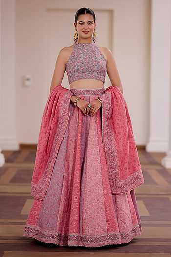 Gulaab Pak Floral Panelled Lehenga Set