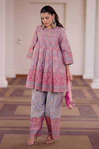 Gulkand Sandesh Short Kali Kurta & Salwar Set