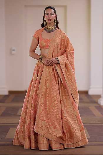 Kesar Rasmalai Woven Lehenga Set