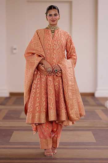 Kesariya Jalebi Banarasi Anarkali Set