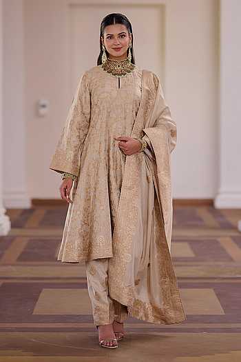 Misri Mawa Floral Woven Anarkali Set