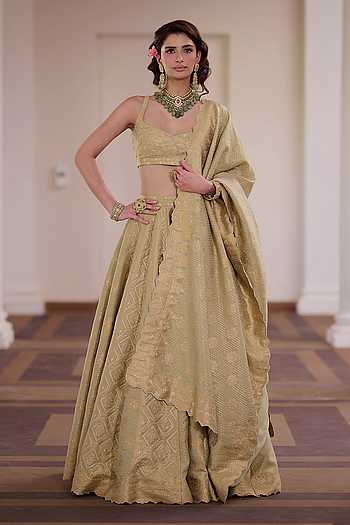 Pista Kaju Barfi Bandhani Lehenga Set