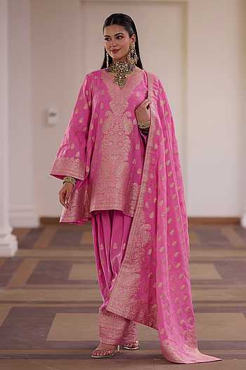Rose Petha Woven Kurta Set