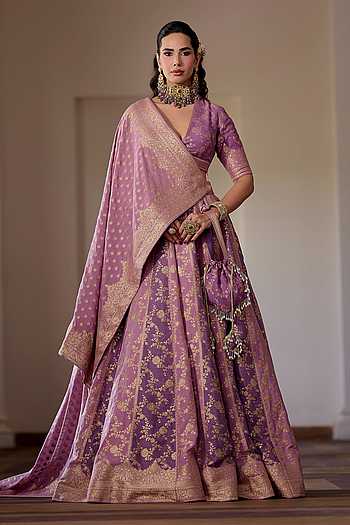 Shahi Gulab Jamun Woven Lehenga Set