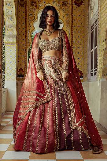 Tarang Sona Chandi Leaf Embroidered Lehenga Set