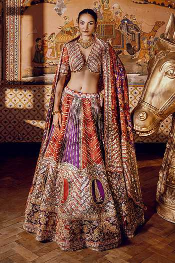Jharokha Floral Embroidered Lehenga Set