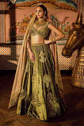 Sitara-Saanjh Rimzim Zari Velvet Lehenga Set