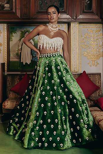 Moh Velvet Gaji Silk Corset & Lehenga