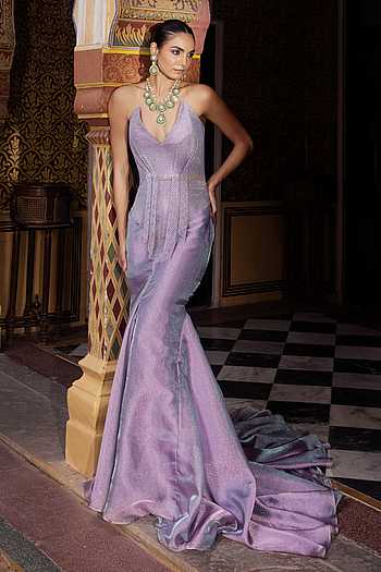 Ahar Rhinestone Embellished Top & Skirt Set