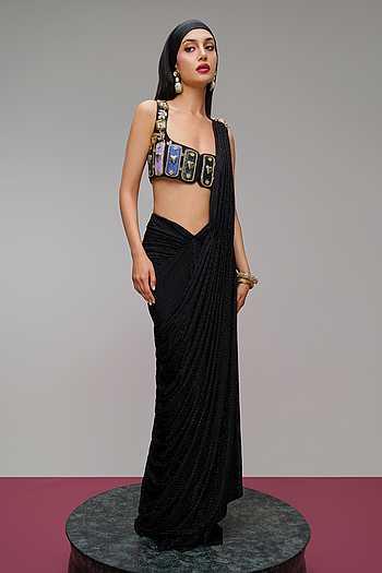 Midnight Candy Pre-Draped Skirt Saree With Blouse