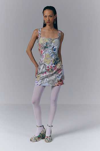 Printed & Embroidered Short Dress