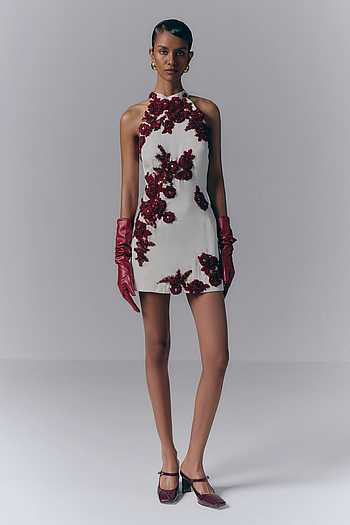 Crimson Bloom Mini Dress