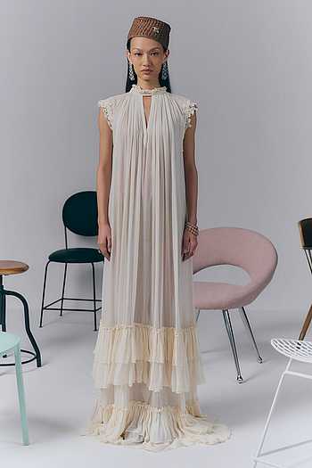 Ivory Ruffle Long Dress