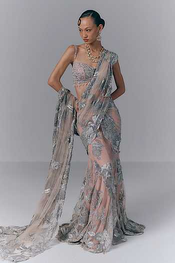 Noor Embroidered Pre-Draped Saree With Blouse