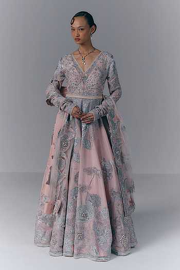 Garden Embroidered Anarkali With Dupatta