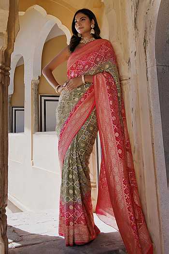 Gharchola Bandhani Saree Set with Stitched Blouse