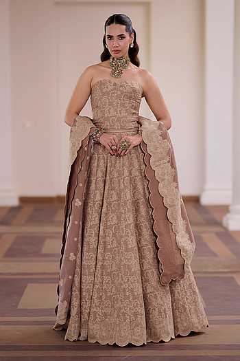 Shahi Tukda Woven Corset Lehenga Set