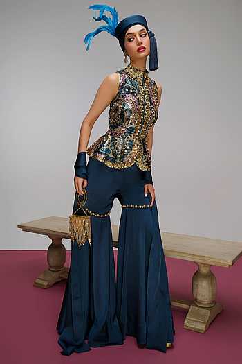 Back By Pop Demand Embroidered Top Sharara Set