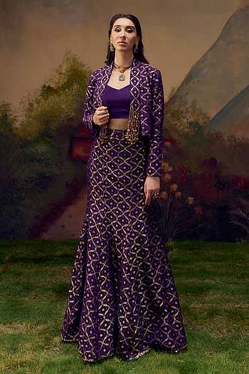 Aanya Bandhani Woven Jacket Lehenga Set