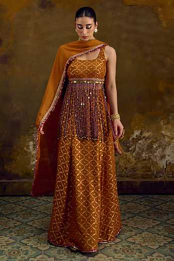 Agni Bandhani Woven Lehenga Set