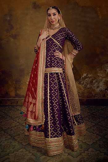 Iravati Banarasi Bandhani Woven Lehenga Set