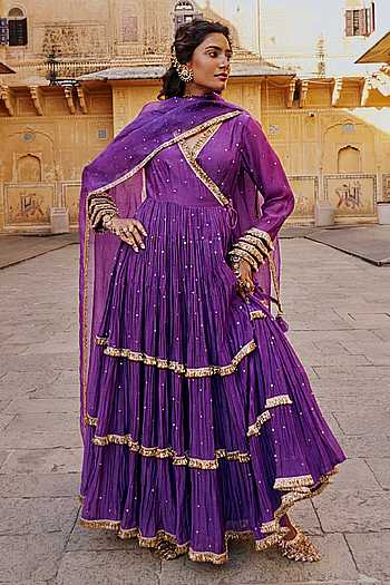 Tiered Angrakha With Dupatta
