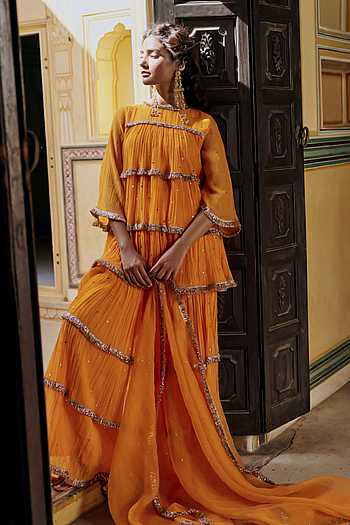 Mukaish Work Peplum Kurta Set