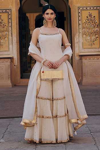 Embroidered Kurta Sharara Set