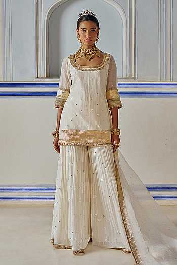 Embroidered Kurta Sharara Set