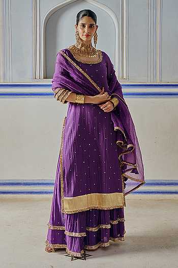 Embroidered Kurta Sharara Set