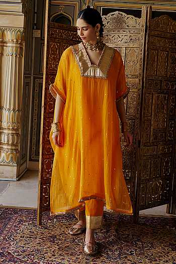 Mukaish Work Kaftan & Pant Set