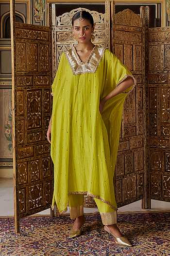 Mukaish Work Kaftan & Pant Set