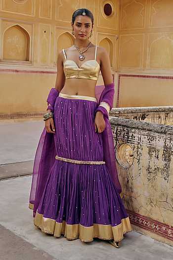 Mukaish Fish Cut Lehenga Set