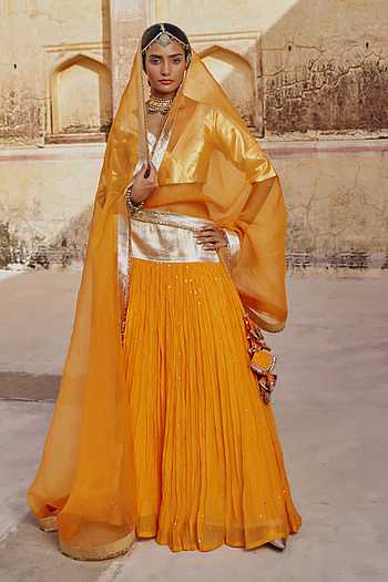 Zari Mukaish Work Lehenga Set