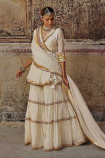 Chanderi Silk Embroidered Peplum Kurta Set