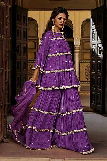 Tiered Peplum Kurta Sharara Set