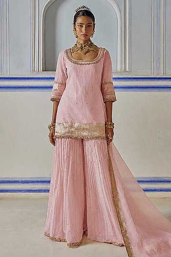 Embroidered Kurta Sharara Set