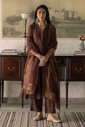 Placement Embroidered Kurta Set