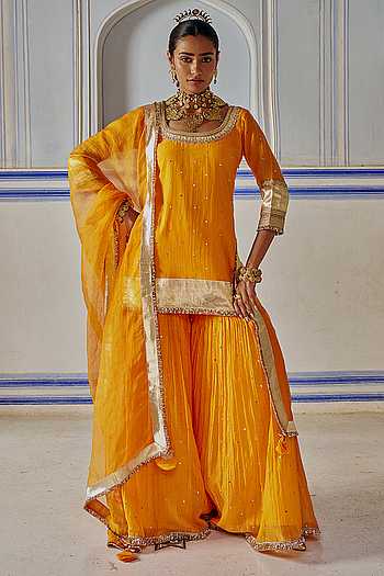Embroidered Kurta Sharara Set